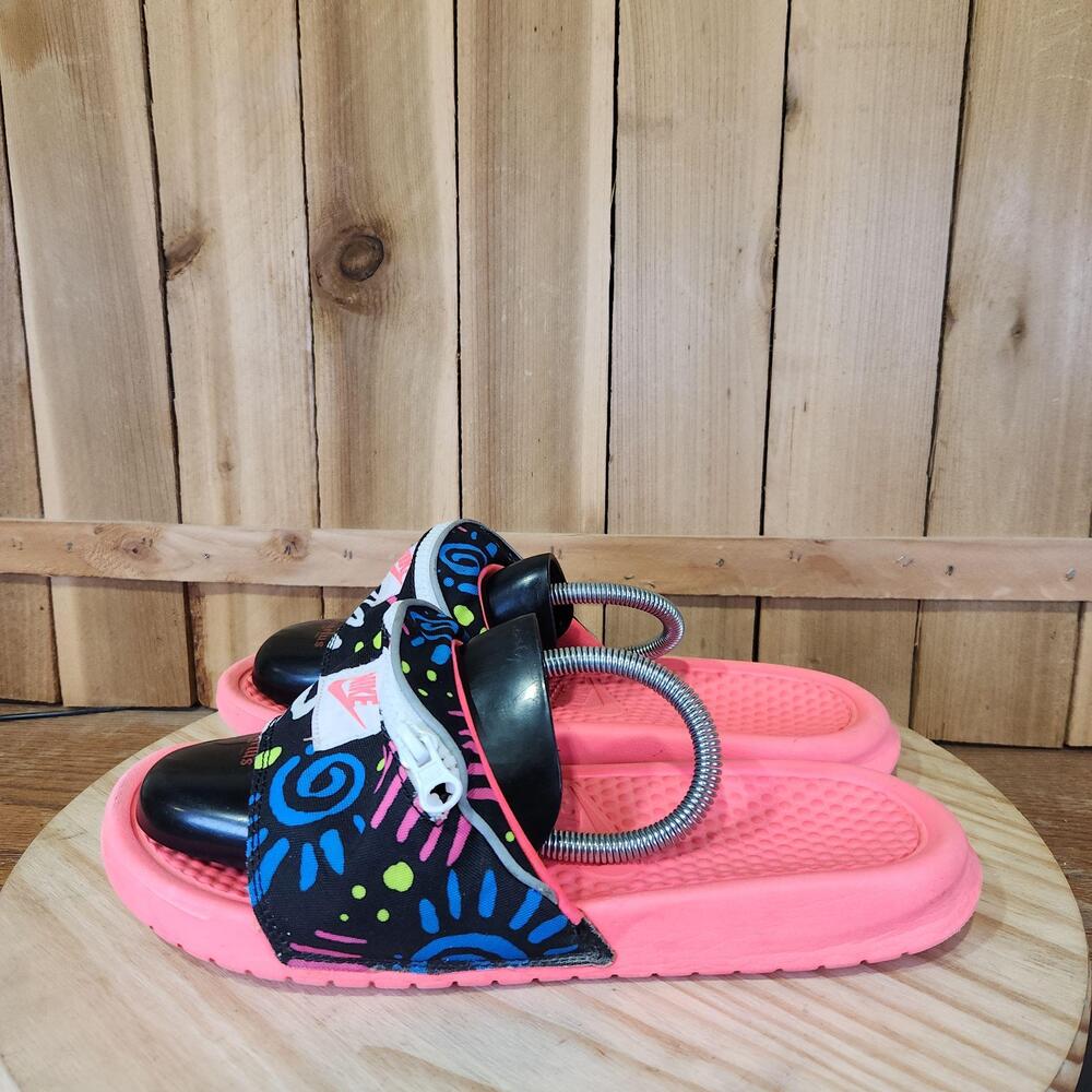 Nike Benassi JDI Print Slide Fanny Pack Mens 9 Pink Multicolor Zip Pouch